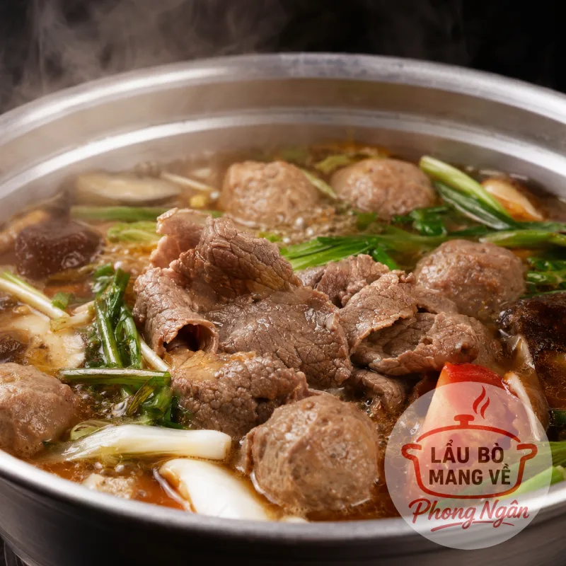 Nồi lẩu bò Phong Ngân mang về
